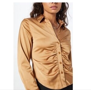 Abercrombie & Fitch Gold Satin Blouse - Size L - New With Tags